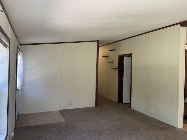 carpeted spare room featuring ornamental molding