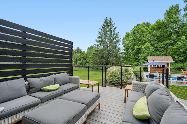 deck with an outdoor living space