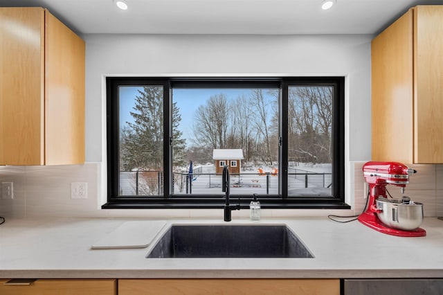 kitchen featuring sink, stainless steel dishwasher, and backsplash