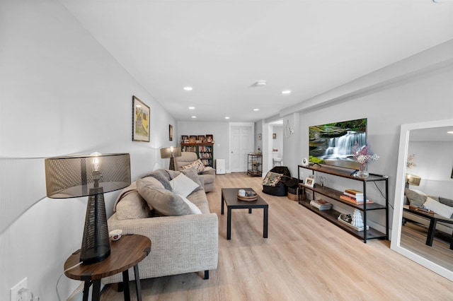 living room featuring light wood-type flooring