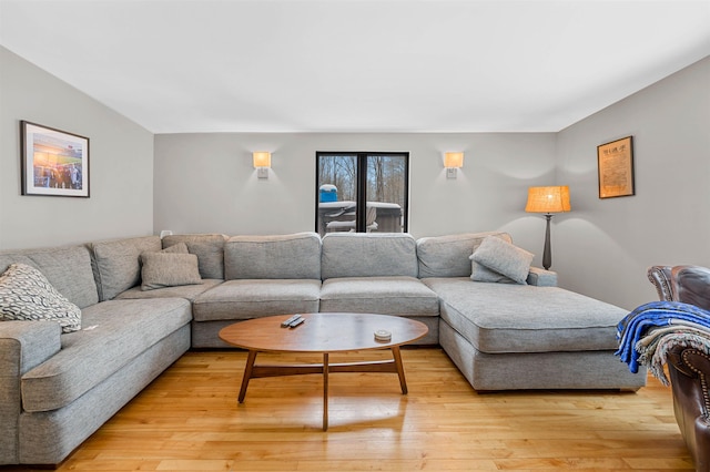 living room with light wood-type flooring