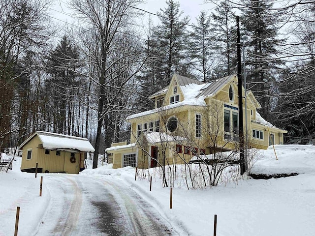 view of snow covered exterior