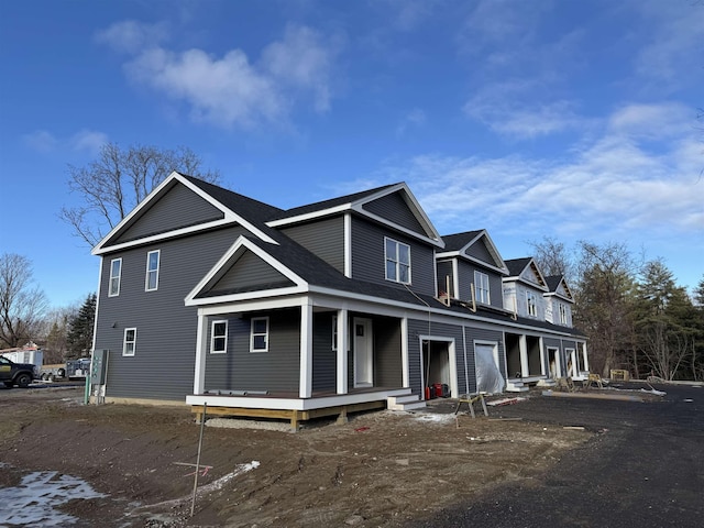 view of front of property with covered porch and roof with shingles