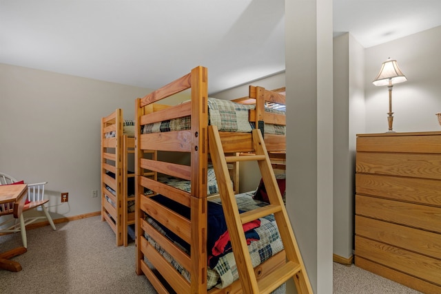 bedroom with light carpet