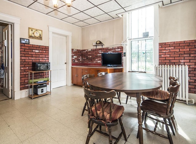 dining space featuring radiator heating unit