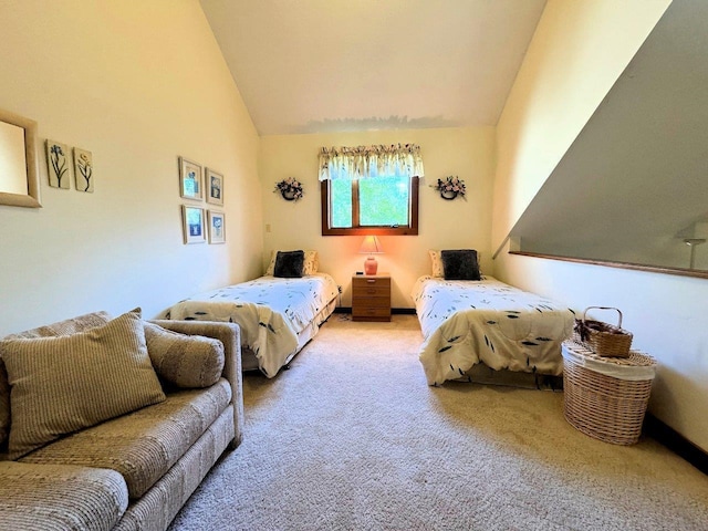 34 Sugar Brook Rd Unit F4, Peru, VT 05152 - carpeted bedroom featuring vaulted ceiling