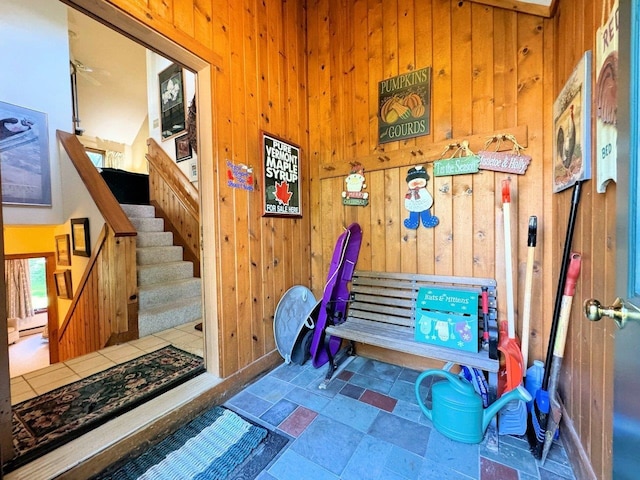 34 Sugar Brook Rd Unit F4, Peru, VT 05152 - recreation room featuring wooden walls and stone finish floors
