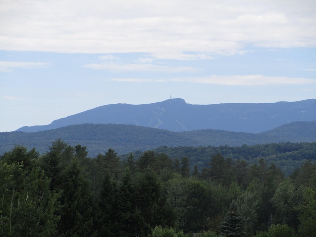mountain view featuring a view of trees