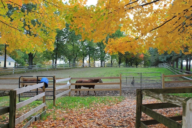 view of property's community with fence and a rural view