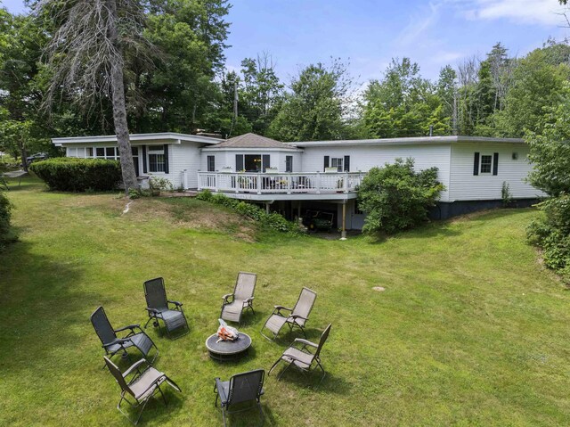 view of yard featuring a deck