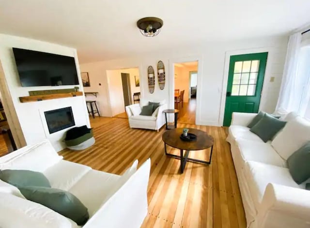 living room featuring light hardwood / wood-style flooring