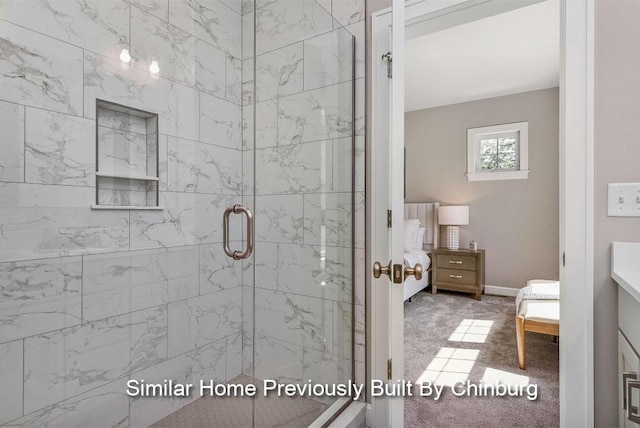 bathroom featuring walk in shower