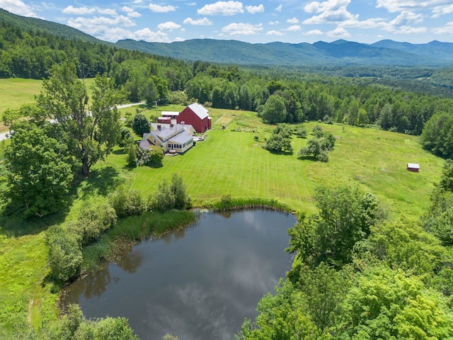 bird's eye view with a rural view and a water and mountain view