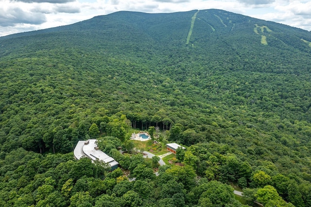 birds eye view of property with a mountain view