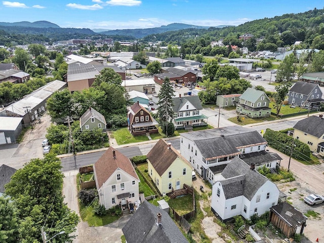 aerial view with a mountain view