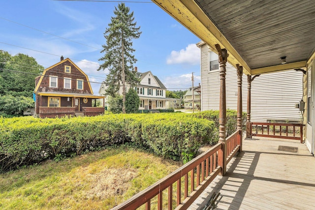 wooden deck with covered porch