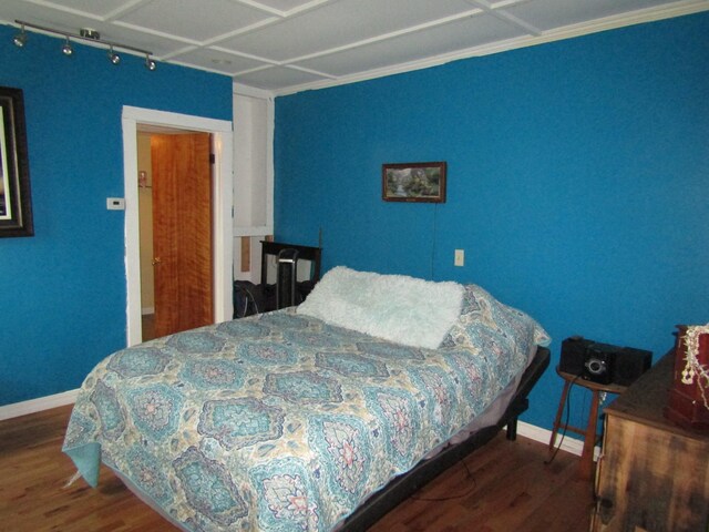 bedroom featuring dark hardwood / wood-style flooring