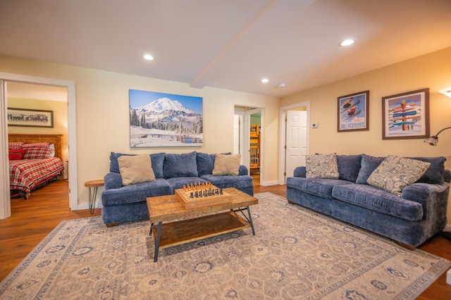 living room with wood-type flooring