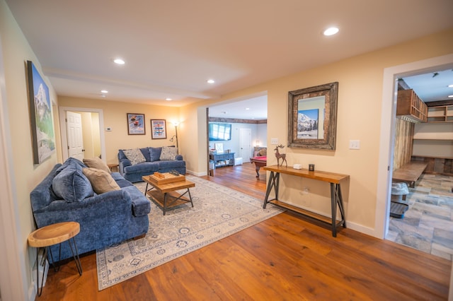 living room featuring wood-type flooring