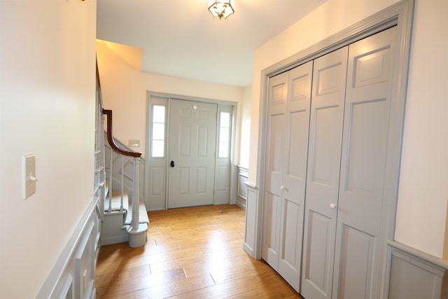 foyer with light wood-type flooring