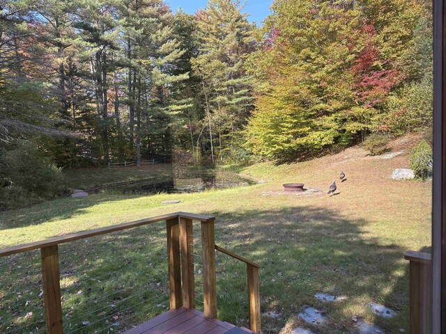 view of yard with a deck