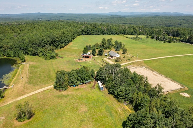 bird's eye view with a water view and a rural view