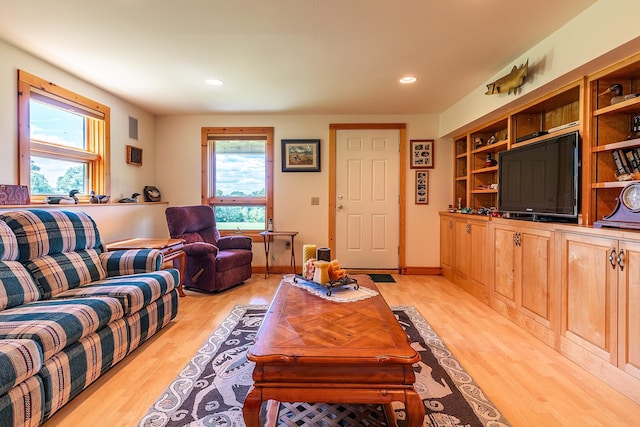 living room with light wood-type flooring