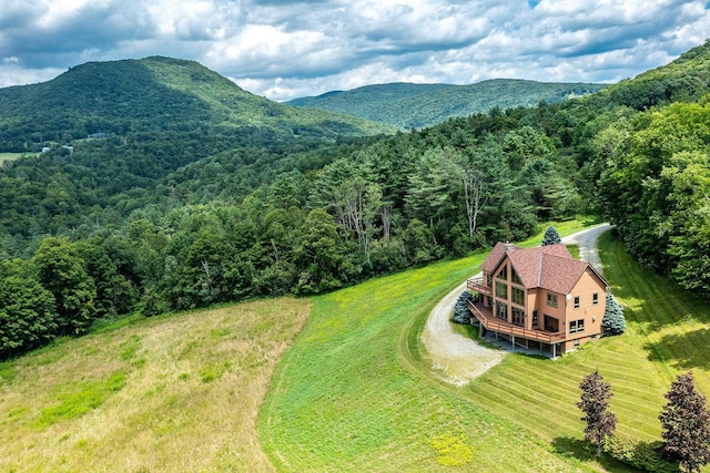 bird's eye view with a mountain view