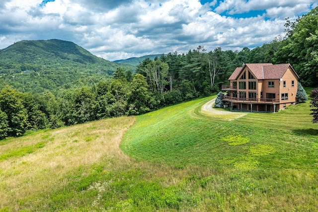 aerial view featuring a mountain view