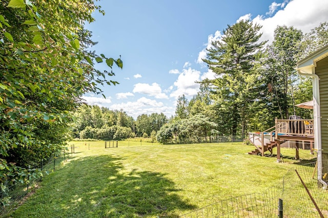 view of yard featuring a deck