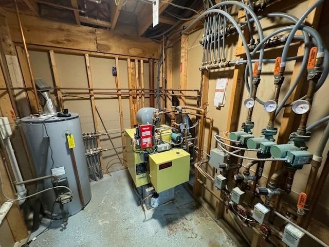 utility room with water heater