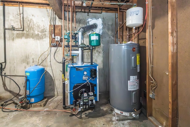 utility room with water heater