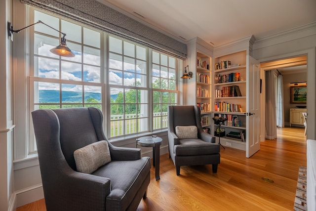 living area featuring light wood finished floors