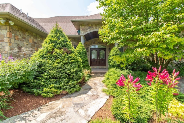 view of exterior entry with french doors