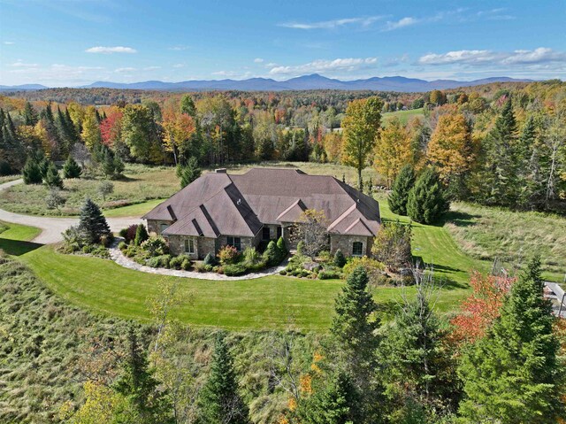 aerial view featuring a mountain view