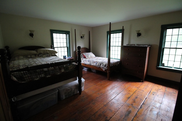 bedroom featuring multiple windows and wood-type flooring