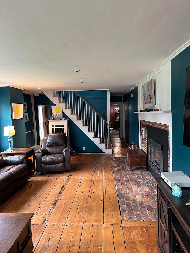 living room with hardwood / wood-style floors