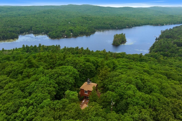 aerial view with a water and mountain view