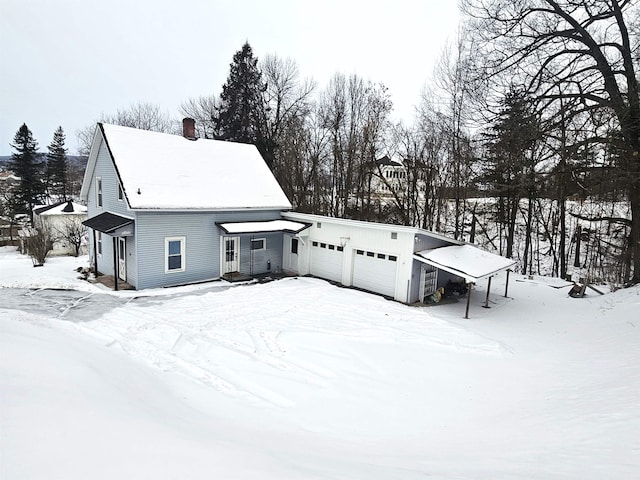 exterior space with a garage