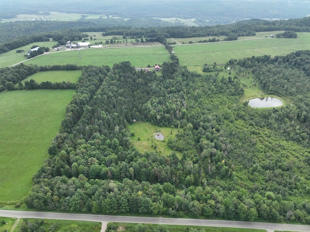 birds eye view of property with a rural view