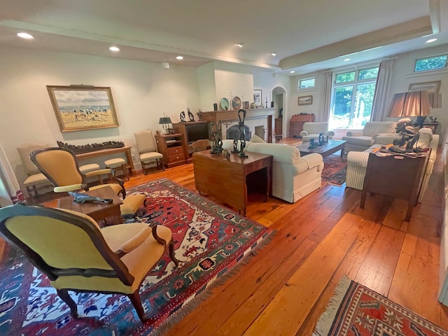 living room with hardwood / wood-style floors