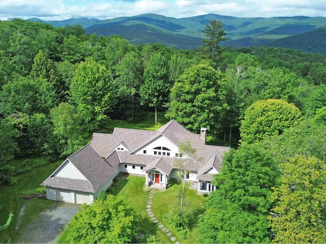 aerial view with a mountain view