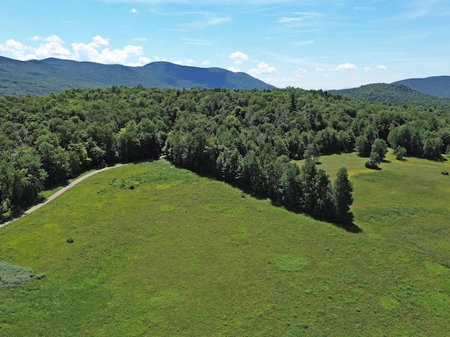 drone / aerial view featuring a mountain view