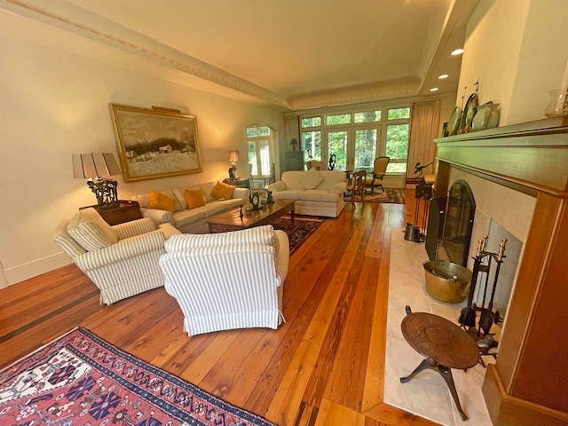 living room featuring light hardwood / wood-style floors