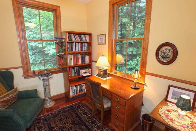 bedroom featuring a notable chandelier, dark hardwood / wood-style flooring, high vaulted ceiling, and wooden ceiling