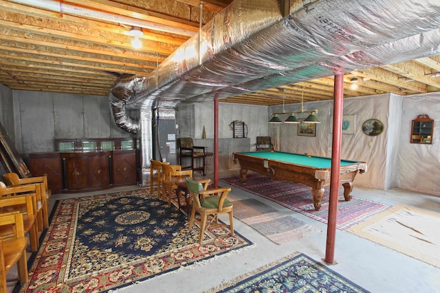 basement with billiards