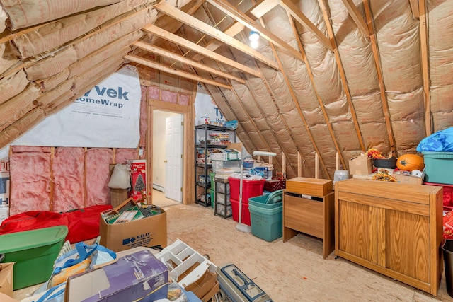 view of unfinished attic