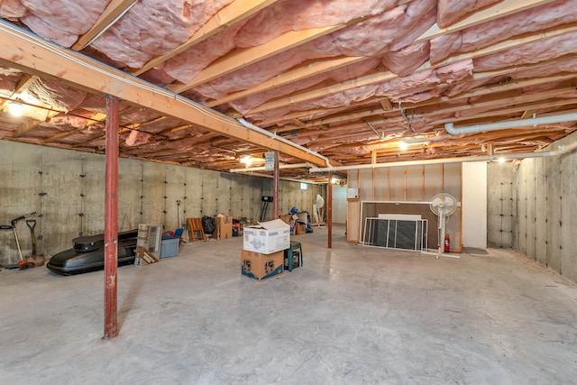 view of unfinished basement