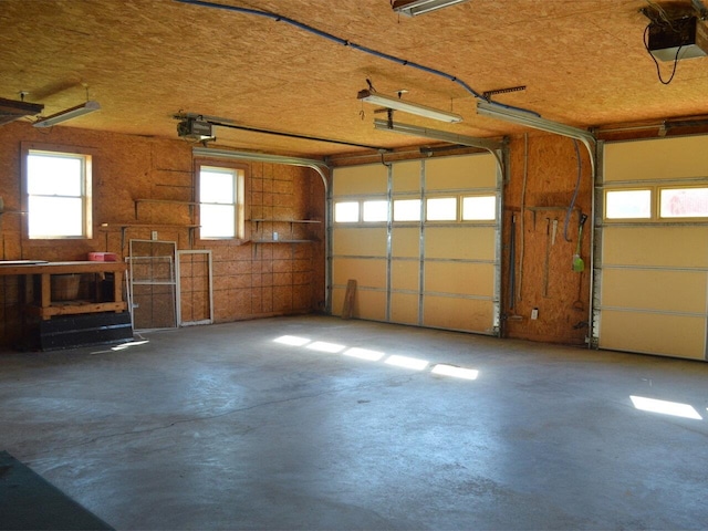 garage with a garage door opener