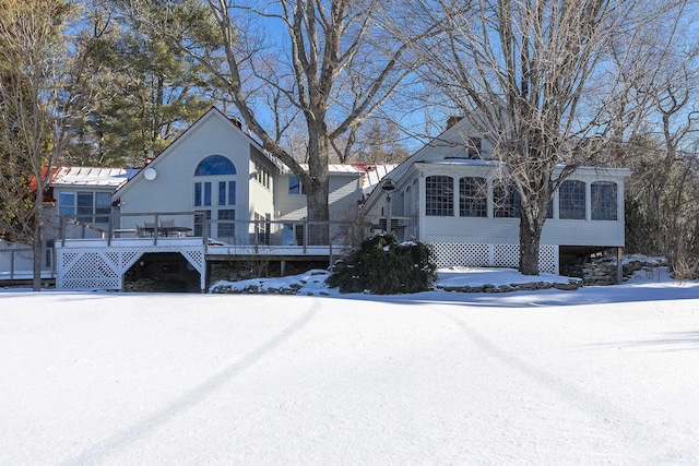 view of front of house with a deck